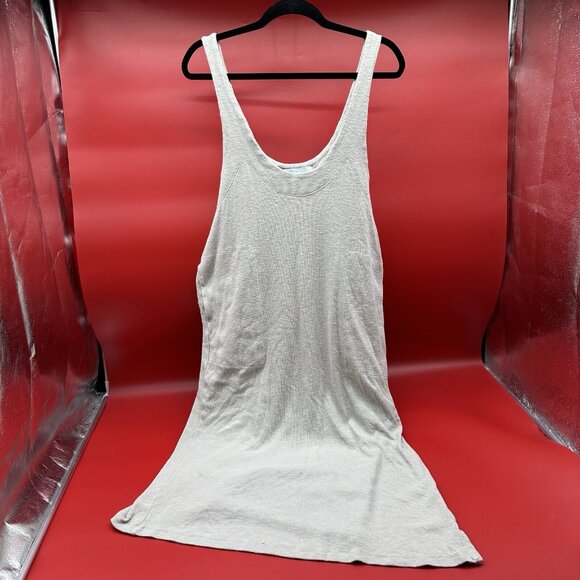 Free People Beach Be Happy Pinafore Size Medium Beige Sleeveless Midi Dress FLAW - Picture 2 of 16